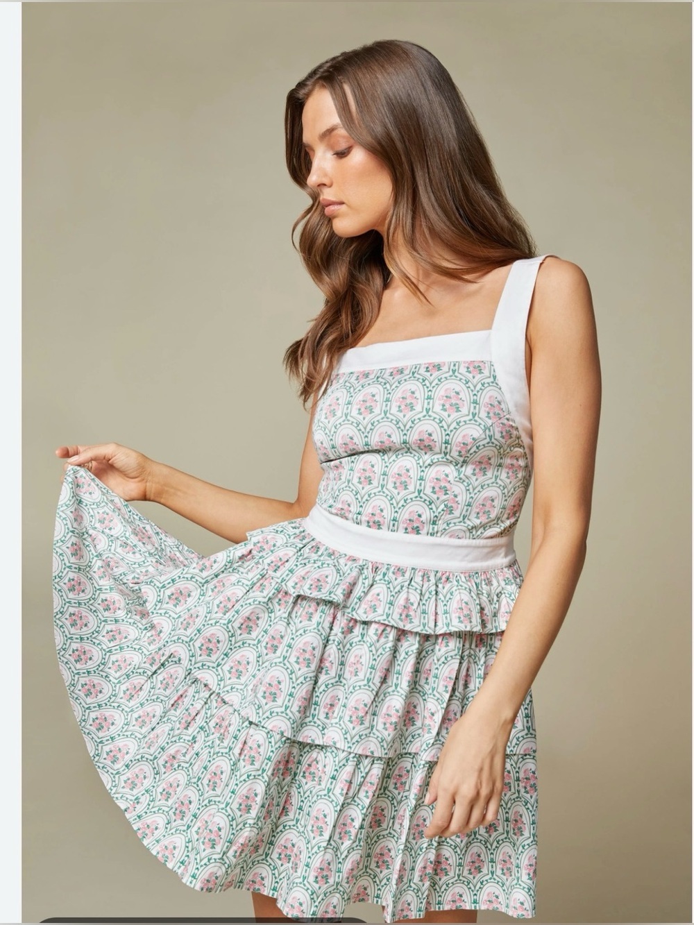 Rachel Parcell Vine Floral Cotton Poplin Tiered Mini Dress size 0